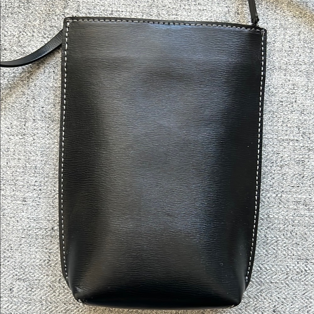 GANNI Black Recycled Leather Phone Bag with Crossbody Strap - Picture 3 of 15